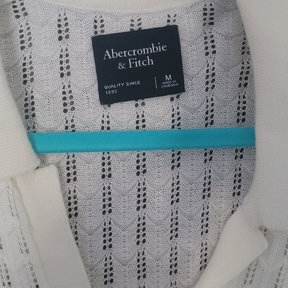 ABERCROMBIE open knit sweater polo cream